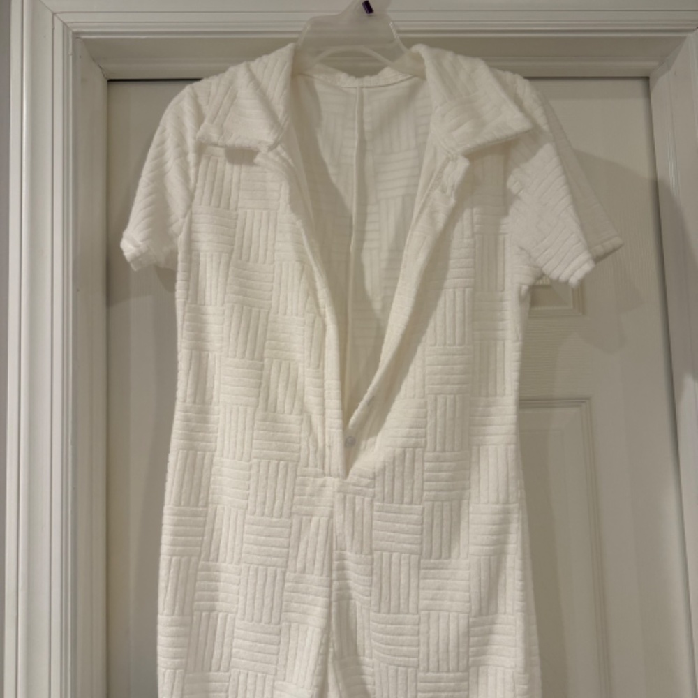 LouVasabuce Women Orange Stripe Playsuit Summer Knit Short Sleeve V Neck Romper - Picture 2 of 2